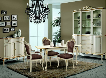 Luxus Esszimmer Set Garnitur 6tlg Weiß Holz Möbel Kommode 3x Stuhl Tisch